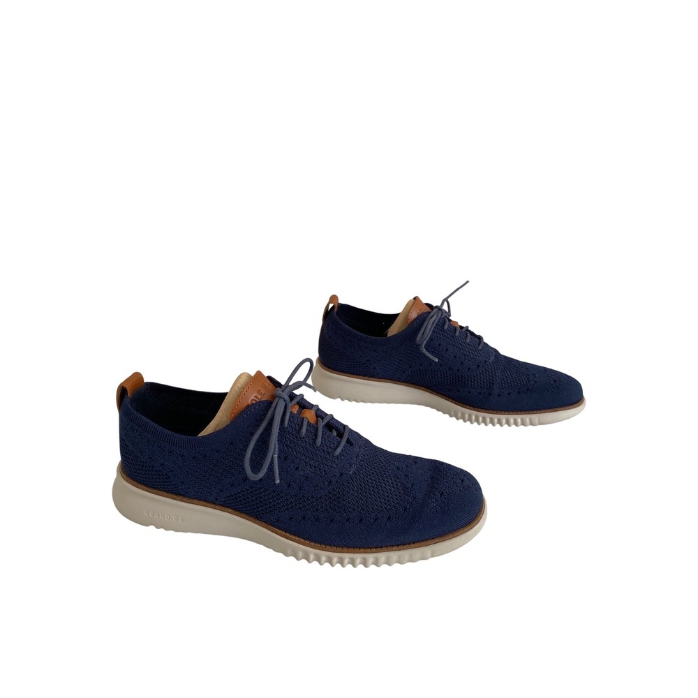 Cole Haan Zero Grand Knit Lite Wingtip Oxford Mens 9M Navy Blue Casual Shoes